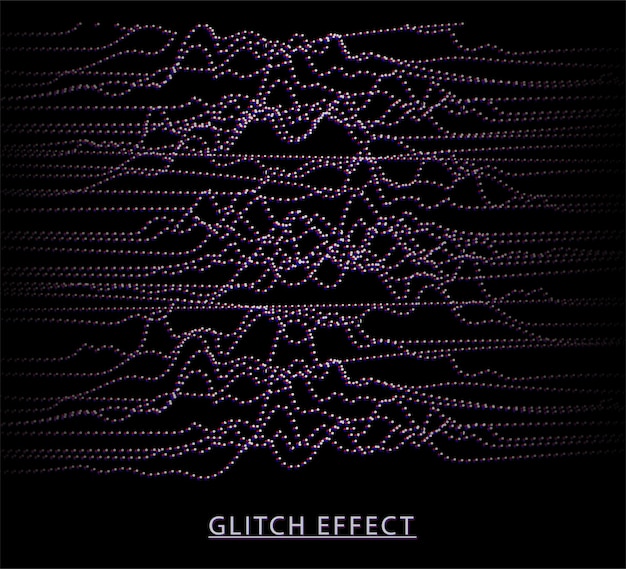 Onda dinâmica digital de partículas Visualização de big data Ondas sonoras de música vetorial Efeito de falha