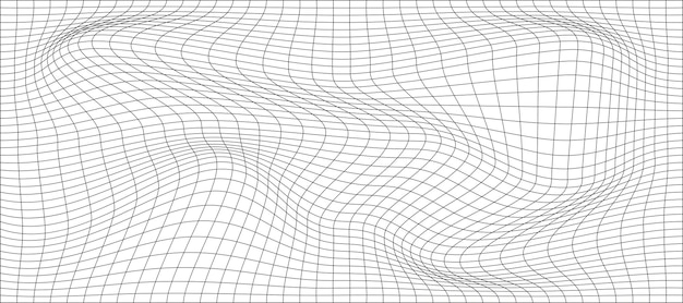 Onda distorcida textura monocromática superfície ondulada dinâmica padrão de grade de malha vetorial de linhas