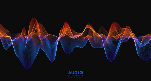 Onda sonora de áudio 3d oscilação de pulso de música colorida padrão de impulso brilhante