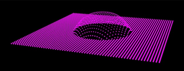 Vetor onda sonora de dimensão de partícula parte do efeito esfera polar colina globo superfície grande fluxo de dados