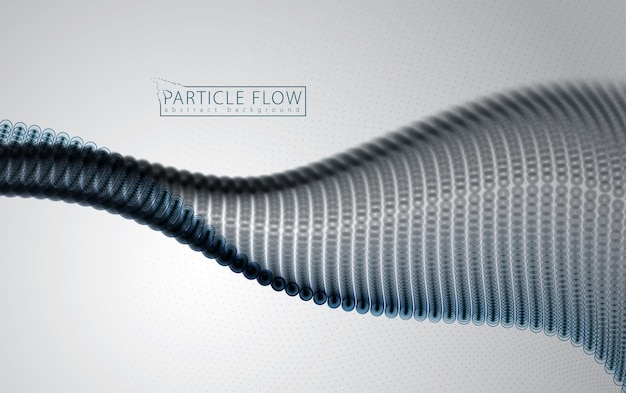Onda sonora de partículas dinâmicas fluindo sobre cinza. pontos turva vector abstrato. linda matriz em forma de onda de círculos embaçados.