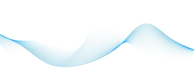 Onda suave azul abstrata em um fundo branco Elemento de design de onda sonora dinâmica ilustração vetorial