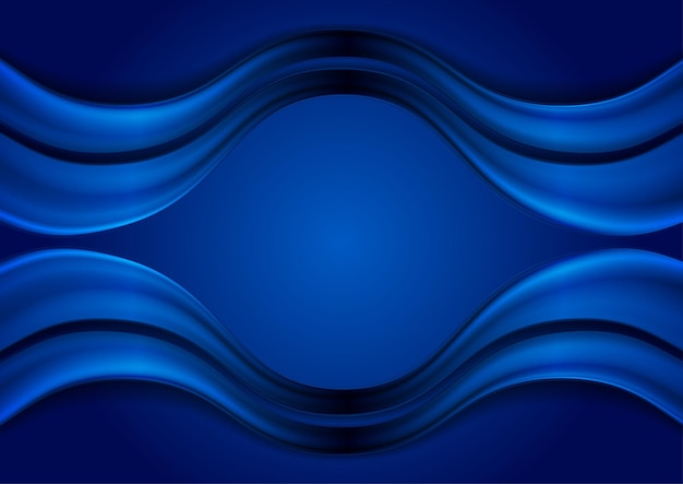 Ondas curvas suaves azuis escuras abstrato elegante fundo de tecnologia ondulada design vetorial