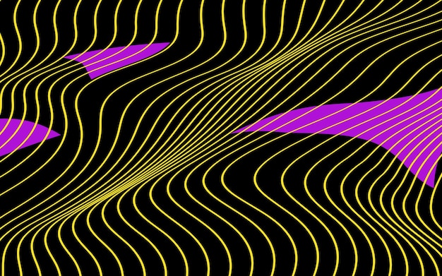 Vetor ondas de linhas abstratas e triângulos em fundo preto