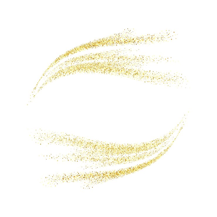 Vetor ondas douradas com efeito de luz sobre um fundo branco trilha cintilante dourada de poeira estelar linhas de movimento de redemoinho mágico