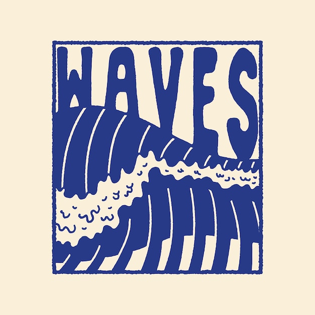 Vetor ondas ilustração tipografia gráfico design simples surf vintage emblema tropical logotipo de verão