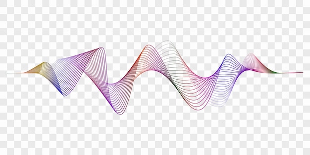 Vetor ondas multicoloridas abstratas em fundo transparente vetor de ondas sonoras de cor eletrônica