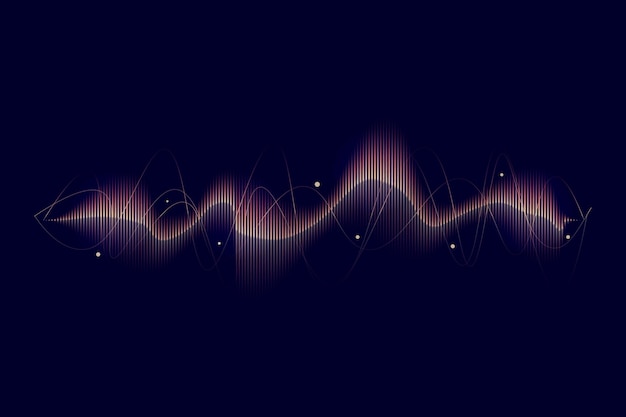 Vetor ondas sonoras abstratas equalizador de música frequência de vibração batida espectro papel de parede de fundo