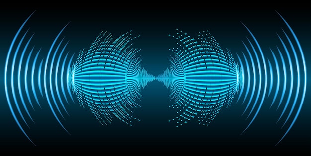 Ondas sonoras oscilando na luz escura