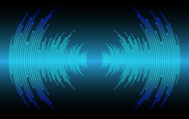 Vetor ondas sonoras que oscilam luz azul escuro