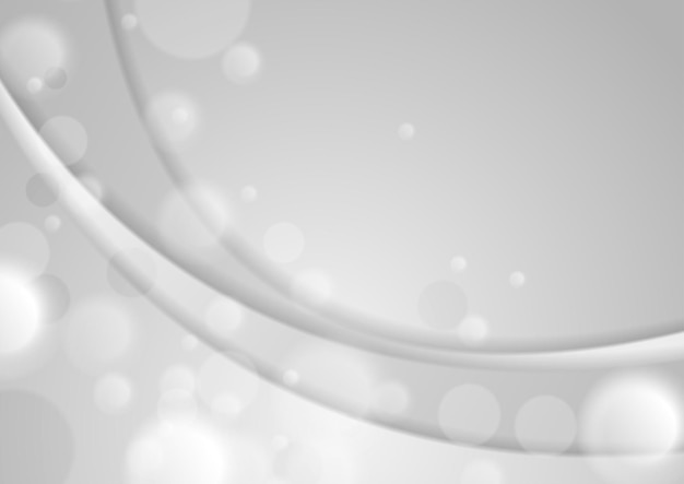 Ondas suaves abstratas cinzentas com design vetorial de fundo de efeito bokeh