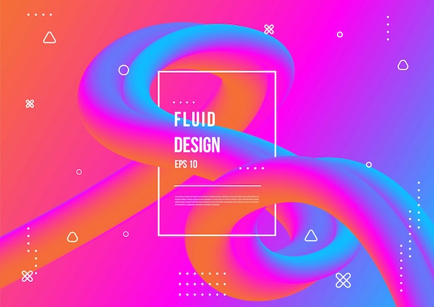 Ondulado geométrico com fundo fluido design. Composição de formas gradiente na moda