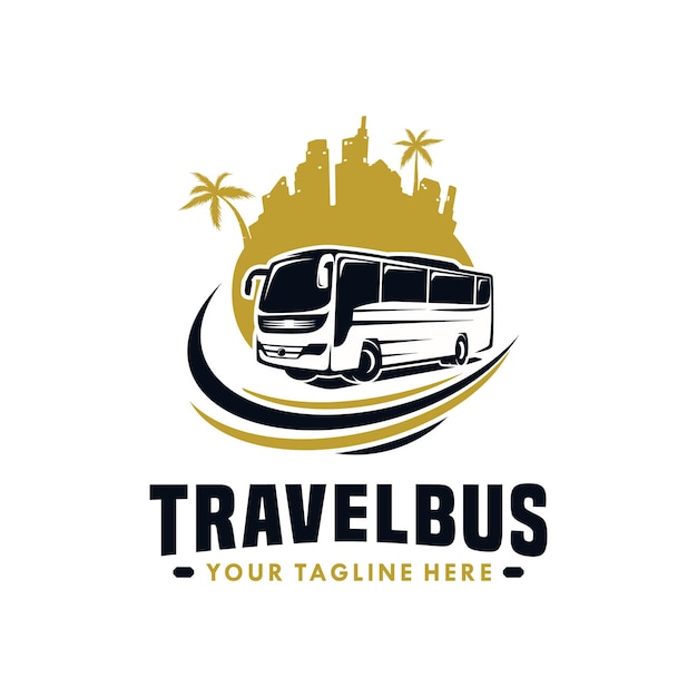 Vetor Ônibus de viagem com design de logotipo da ilha