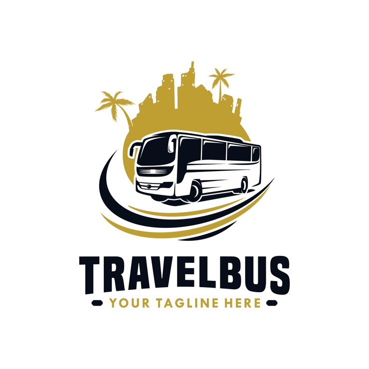 Ônibus de viagem com design de logotipo da ilha