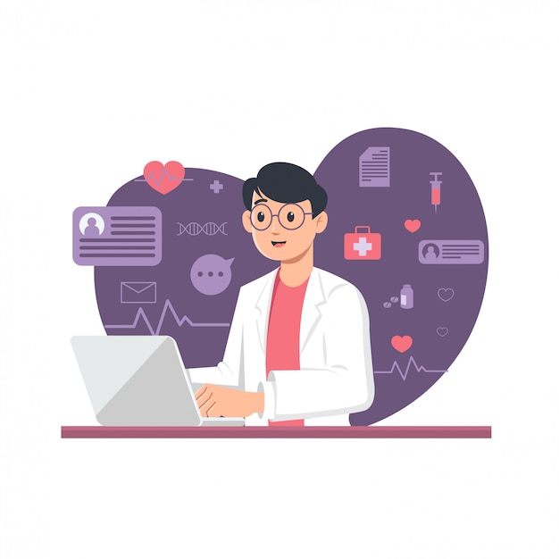 Vetor online-médico-conceito-ilustração