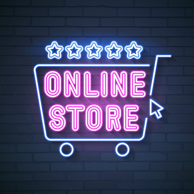 Online Shop sinal de néon