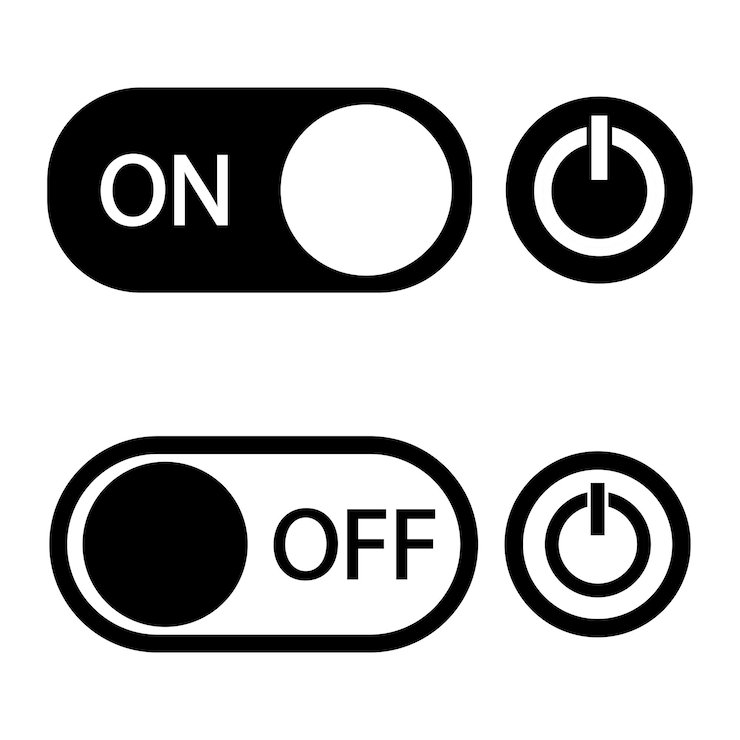 Vetor onoff icon icon setslider interface power icons on white background botões de comutação de aplicativos móveisvec