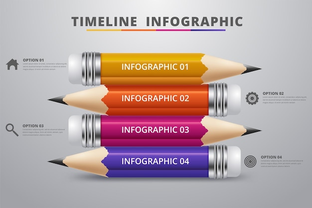 Opção de etapa de infográficos de lápis de educação
