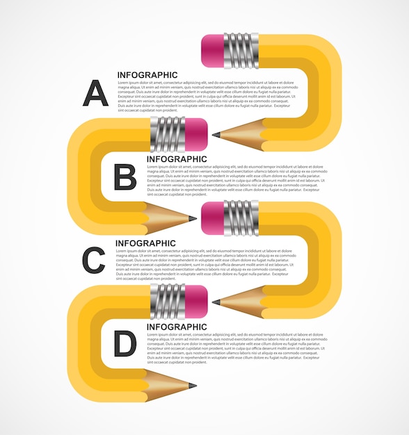 Opção de lápis de educação modelo de design de infografia.