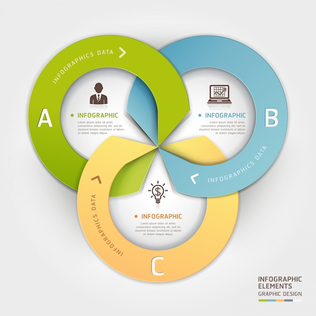 Opções de estilo abstrato origami círculo negócios infográfico.