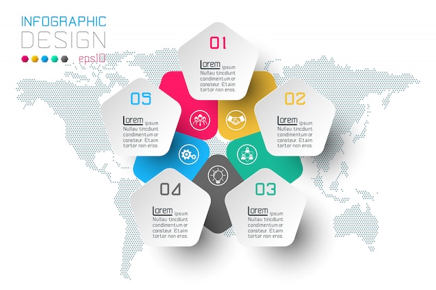 Opções de etapa de negócios e infográfico abstrato