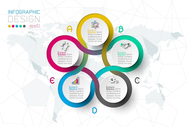 Opções de etapa de negócios e infográficos abstratos.