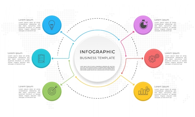 Opções de modelo 6 de infográfico de apresentação.