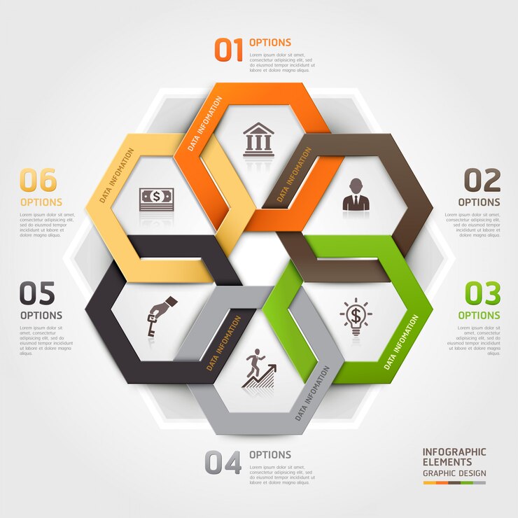 Opções do estilo do origâmi do círculo da gestão de negócio infographic.