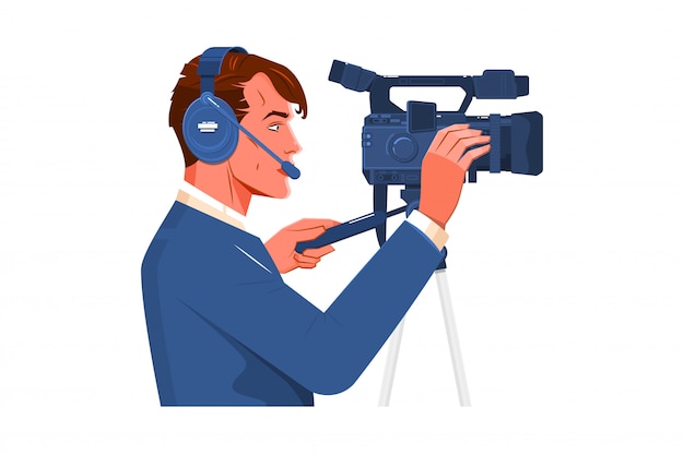 Operador de câmera de vídeo filmado