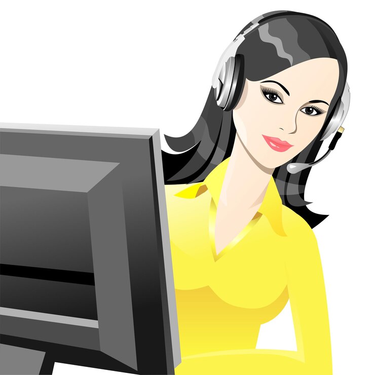 Vetor operadora de telefonia de vetor jovem linda