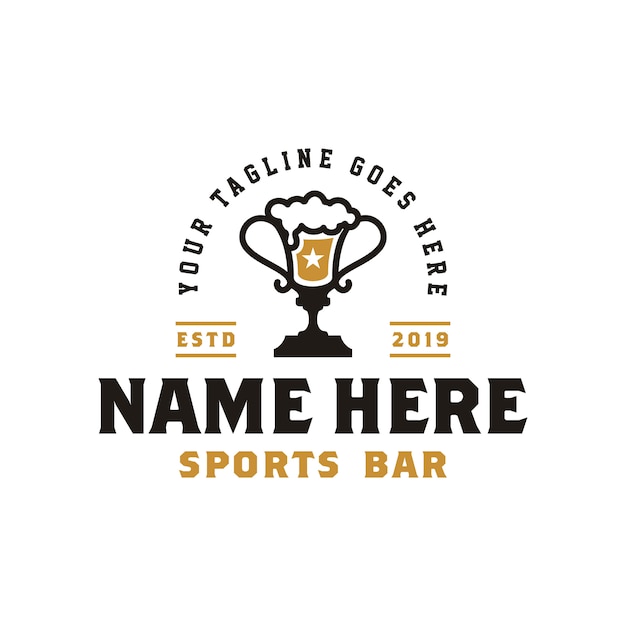 ophy Cup &amp; Beer para logo Vintage Retro Sport Bar