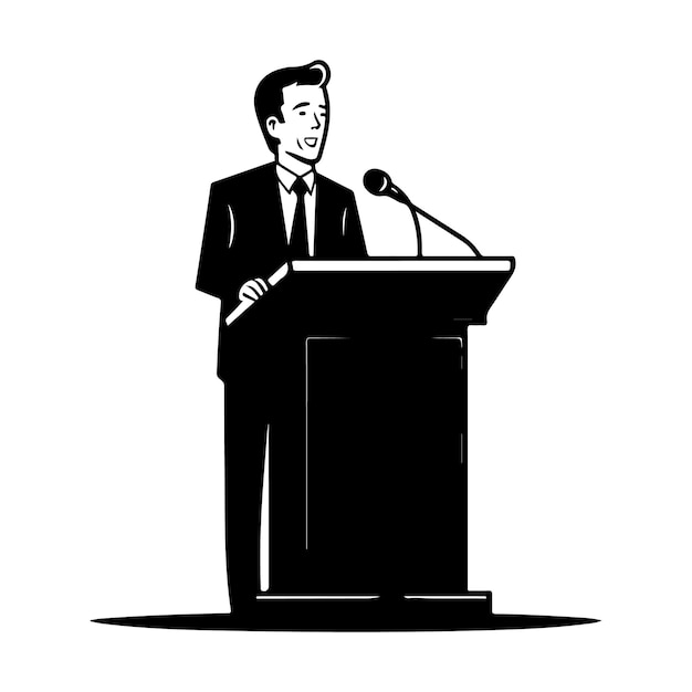 Vetor orador profissional em clipart de pódio em fundo branco