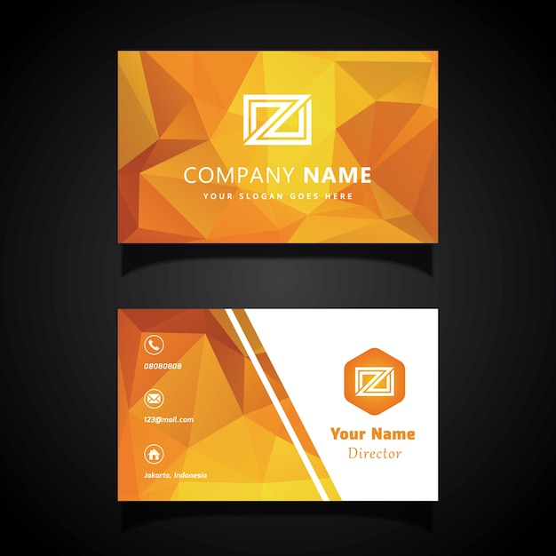 Vetor orange lowpoly business card