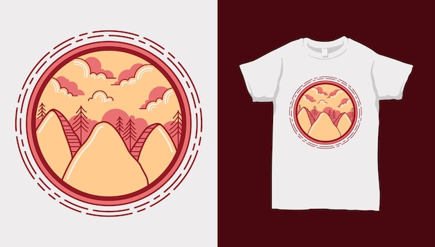 Vetor orange mountain smooth em círculo com design de camiseta