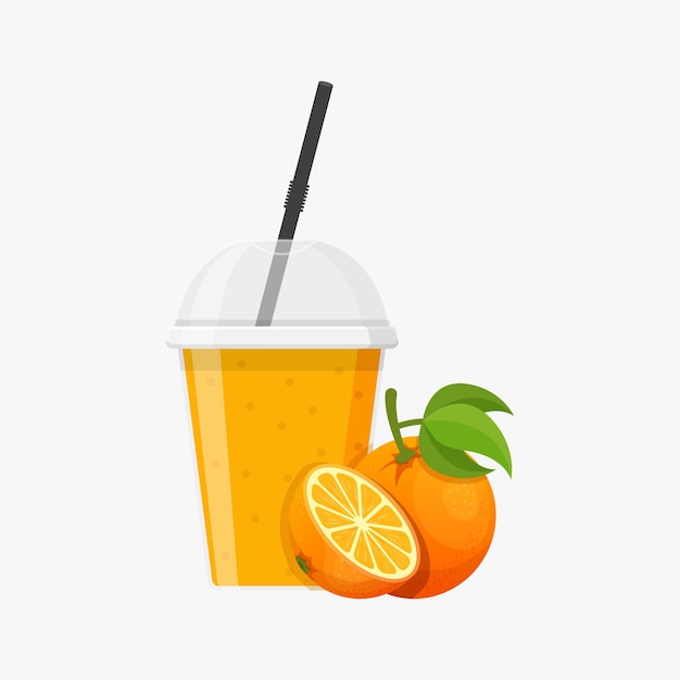 Orange smoothie icon in flat style Fresh fruits milkshake vector illustration on isolated background Fruits cocktail sign business concept