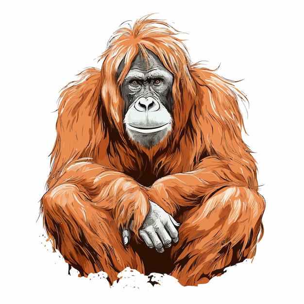 Vetor orangutan_hand_drawn_sketched_vector