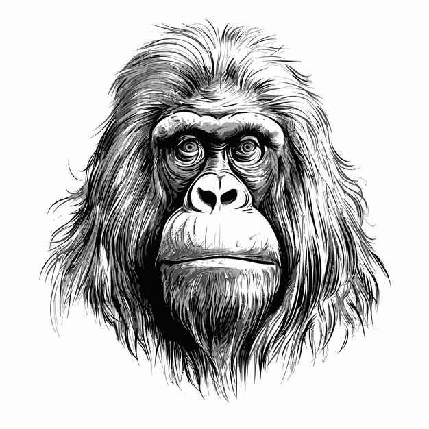 Vetor orangutan_hand_drawn_sketched_vector