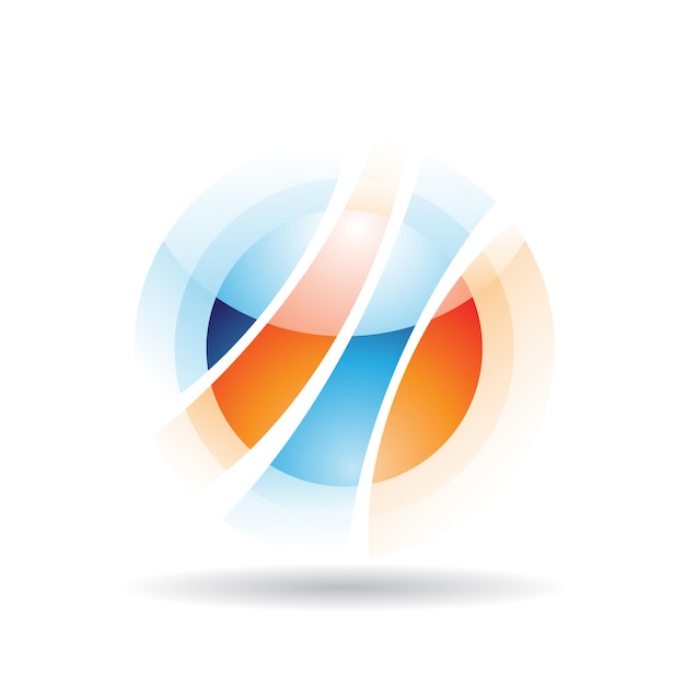 Órbita abstrata azul e laranja como ícone do logotipo da esfera