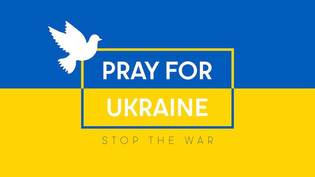 Ore pelo conceito de bandeira ucraniana da ucrânia com pomba da paz salve a ucrânia da rússia