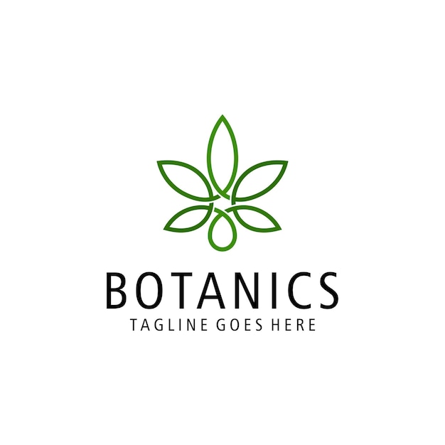 Organic green botanical plant line art design de logotipo