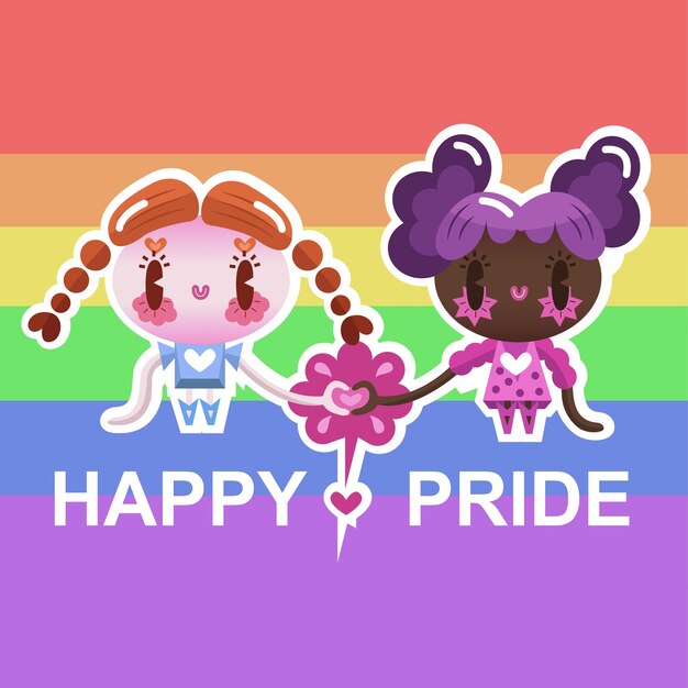 Orgulho feliz lgbt fundo kawaii