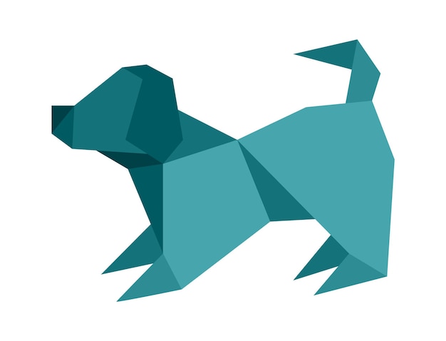 Vetor origami cão animal childish craft ilustração vetorial