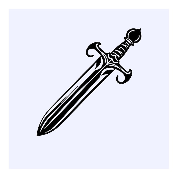 Ornamentado Medieval Dagger Silhouette Vector
