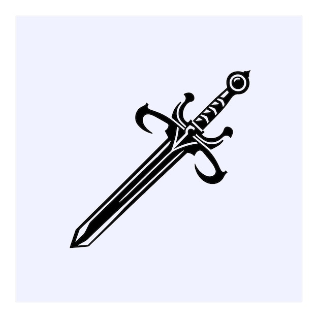 Ornamentado Medieval Dagger Silhouette Vector