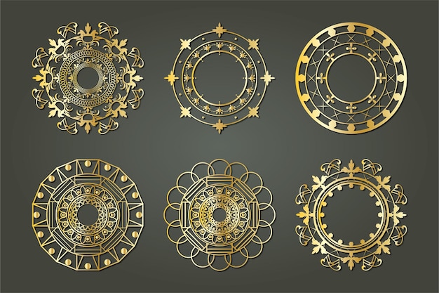 Ornamentais florais redondos formas geométricas abstratas vetor ouro dourado elemento islâmico arte ramadã