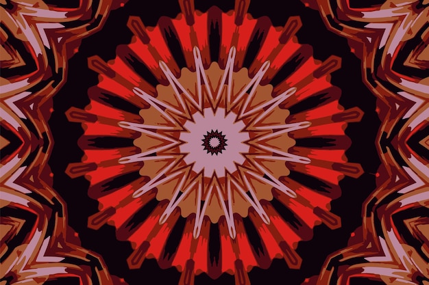 Ornamento abstrato composto por espirais fractais e vários padrões com uma bela flor no centro