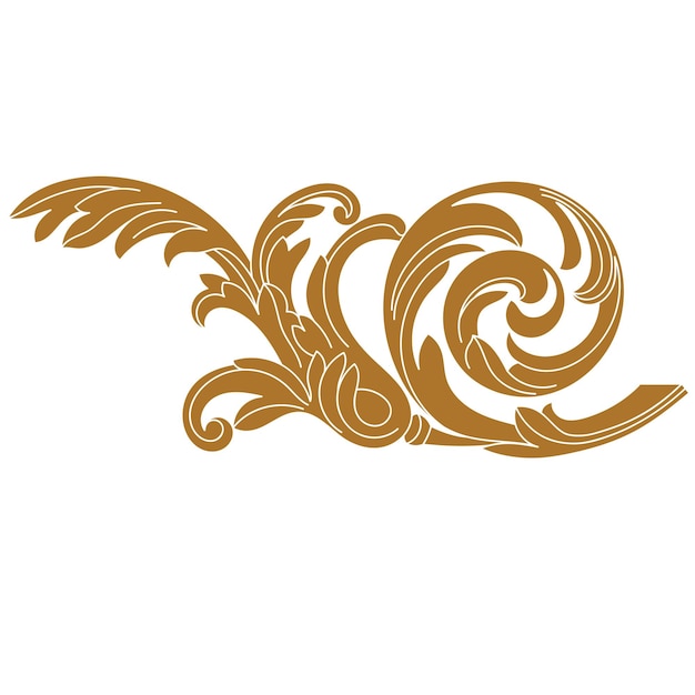 Ornamento barroco vintage dourado, canto. Acanto de estilo antigo padrão retrô. Vetor.