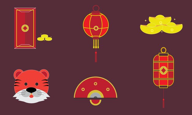 Ornamento de ano novo chinês em ilustração de desenho vetorial