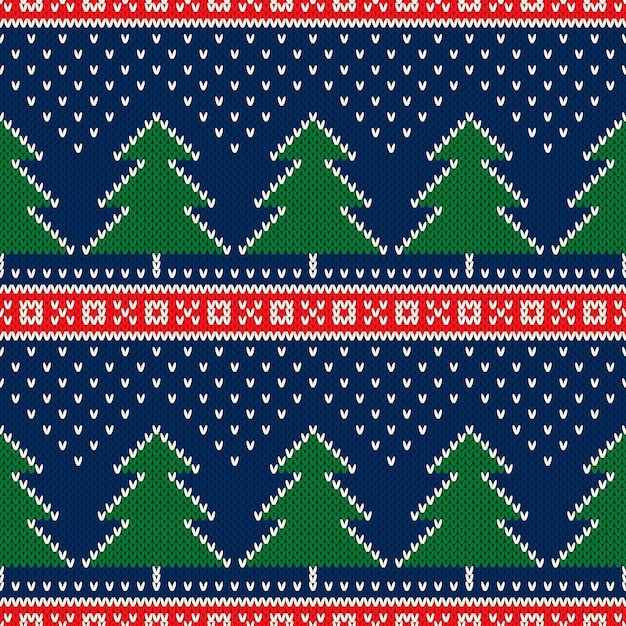 Ornamento de árvores de Natal com padrão de tricô para férias de inverno