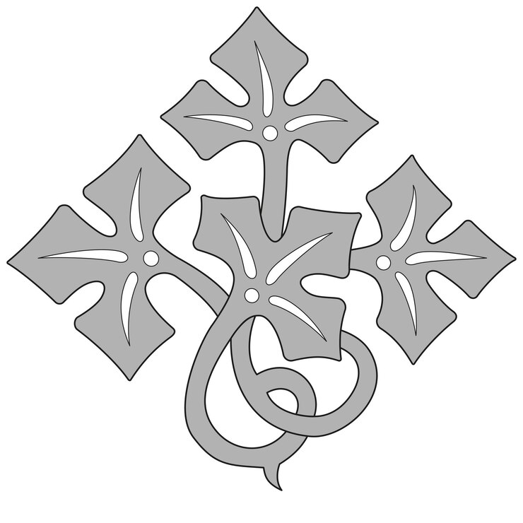 Vetor ornamento de bordado de plantas medievais folhas monocromáticas em estilo antigo elemento de design vintage